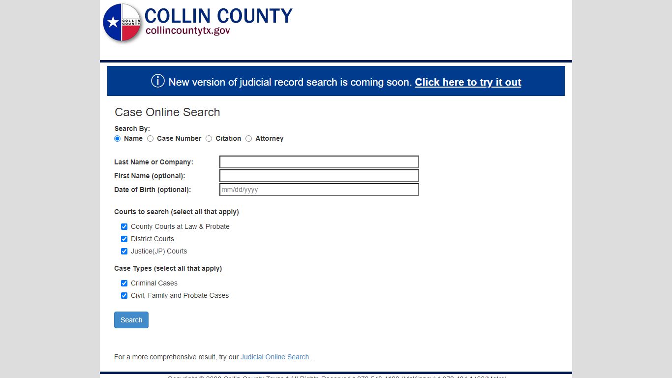 Judicial Online Search - collincountytx.gov